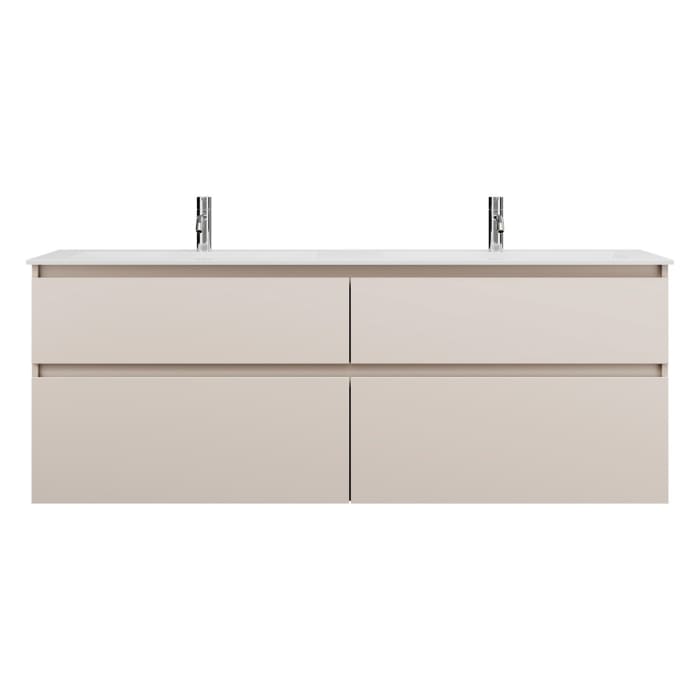 burgbad Lin20 Waschtischunterschrank mit Mineralguss-Doppelwaschtisch 162 cm, 4 Auszüge, links und rechts