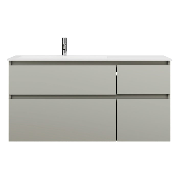 burgbad Lin20 Waschtischunterschrank mit Mineralguss-Waschtisch 122 cm, 4 Auszüge, links