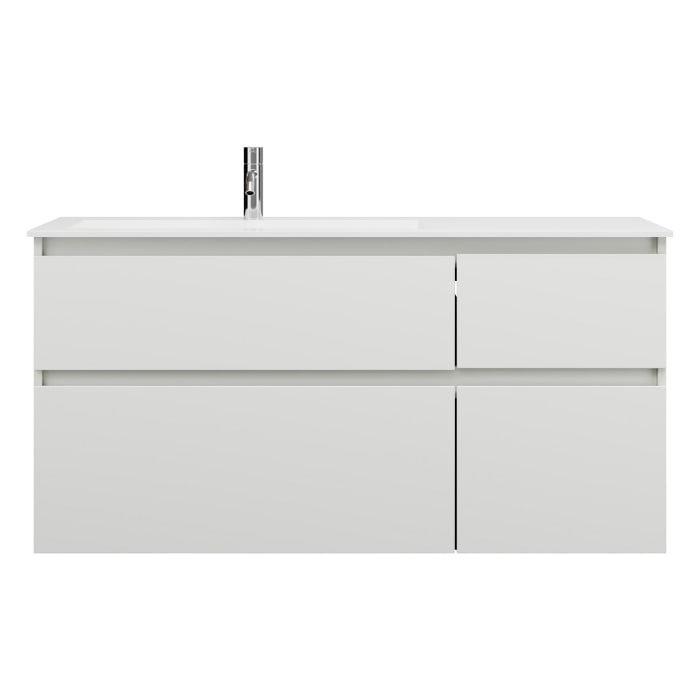 burgbad Lin20 Waschtischunterschrank mit Mineralguss-Waschtisch 122 cm, 4 Auszüge, links