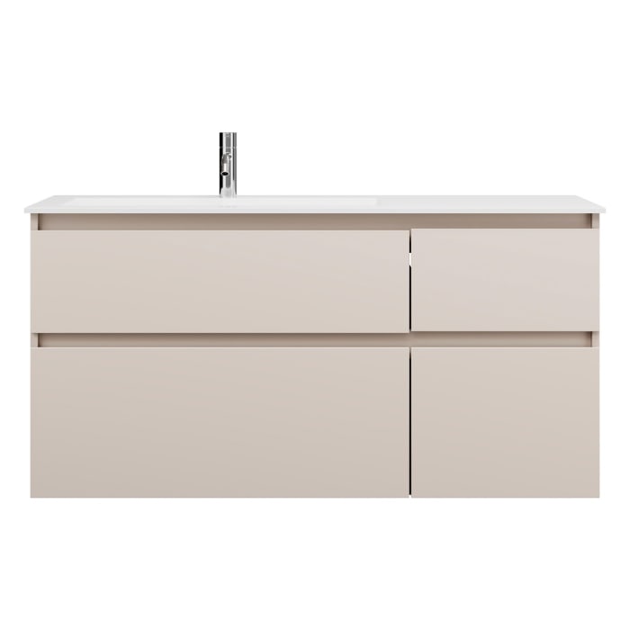 burgbad Lin20 Waschtischunterschrank mit Mineralguss-Waschtisch 122 cm, 4 Auszüge, links