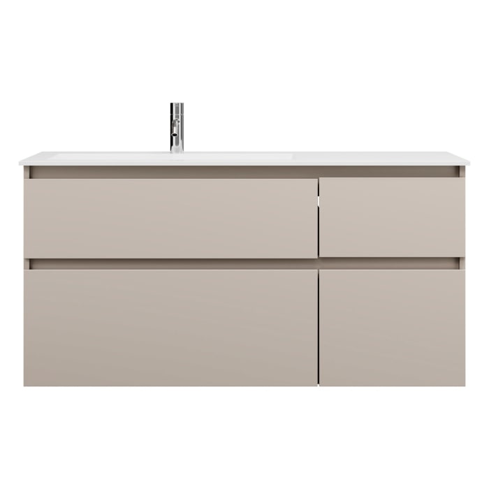 burgbad Lin20 Waschtischunterschrank mit Mineralguss-Waschtisch 122 cm, 4 Auszüge, links