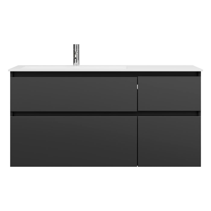 burgbad Lin20 Waschtischunterschrank mit Mineralguss-Waschtisch 122 cm, 4 Auszüge, links