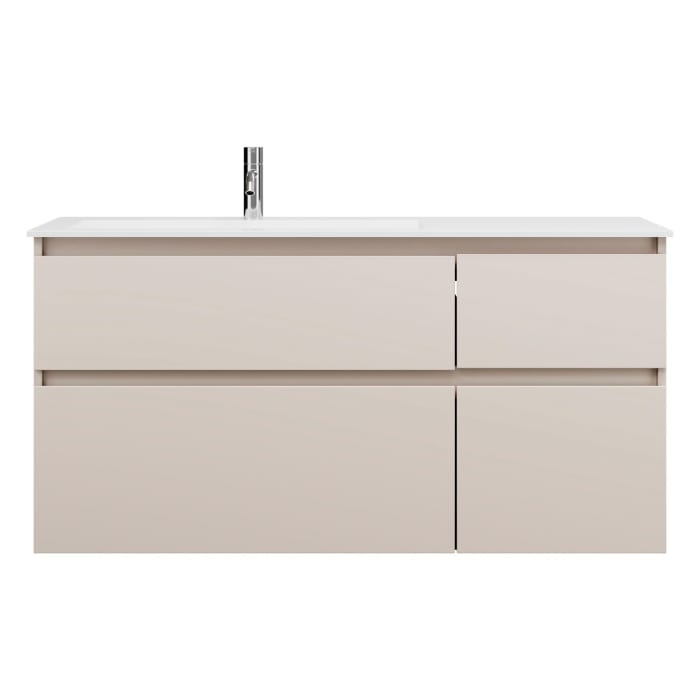 burgbad Lin20 Waschtischunterschrank mit Mineralguss-Waschtisch 122 cm, 4 Auszüge, links