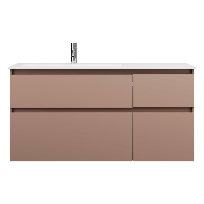 burgbad Lin20 Waschtischunterschrank mit Mineralguss-Waschtisch 122 cm, 4 Auszüge, links