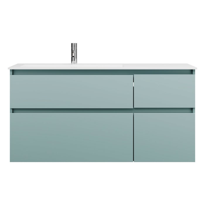 burgbad Lin20 Waschtischunterschrank mit Mineralguss-Waschtisch 122 cm, 4 Auszüge, links