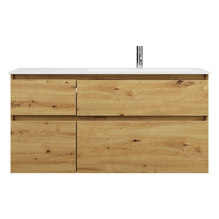 burgbad Lin20 Waschtischunterschrank mit Mineralguss-Waschtisch 122 cm, 4 Auszüge, rechts