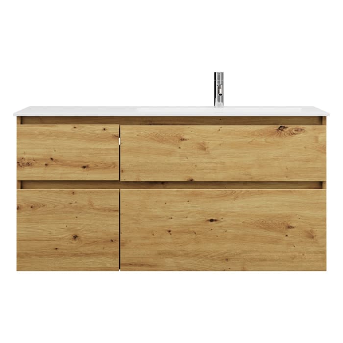 burgbad Lin20 Waschtischunterschrank mit Mineralguss-Waschtisch 122 cm, 4 Auszüge, rechts