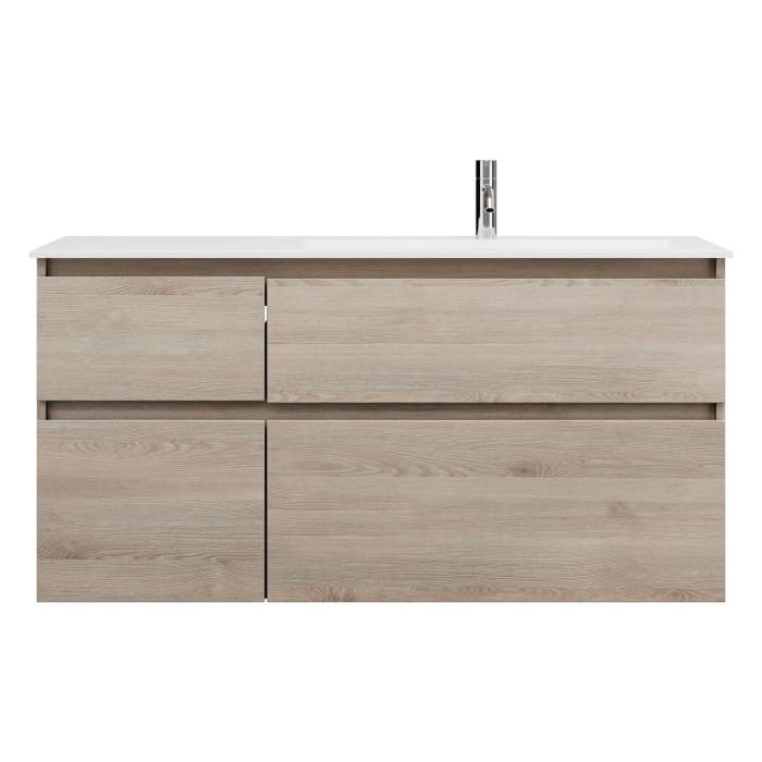 burgbad Lin20 Waschtischunterschrank mit Mineralguss-Waschtisch 122 cm, 4 Auszüge, rechts