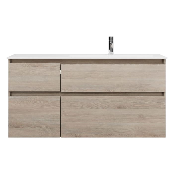burgbad Lin20 Waschtischunterschrank mit Mineralguss-Waschtisch 122 cm, 4 Auszüge, rechts
