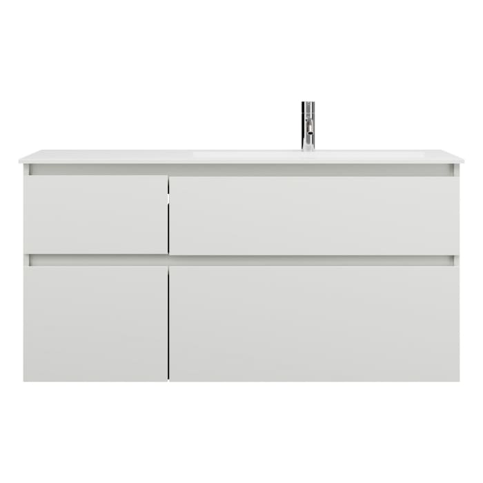 burgbad Lin20 Waschtischunterschrank mit Mineralguss-Waschtisch 122 cm, 4 Auszüge, rechts