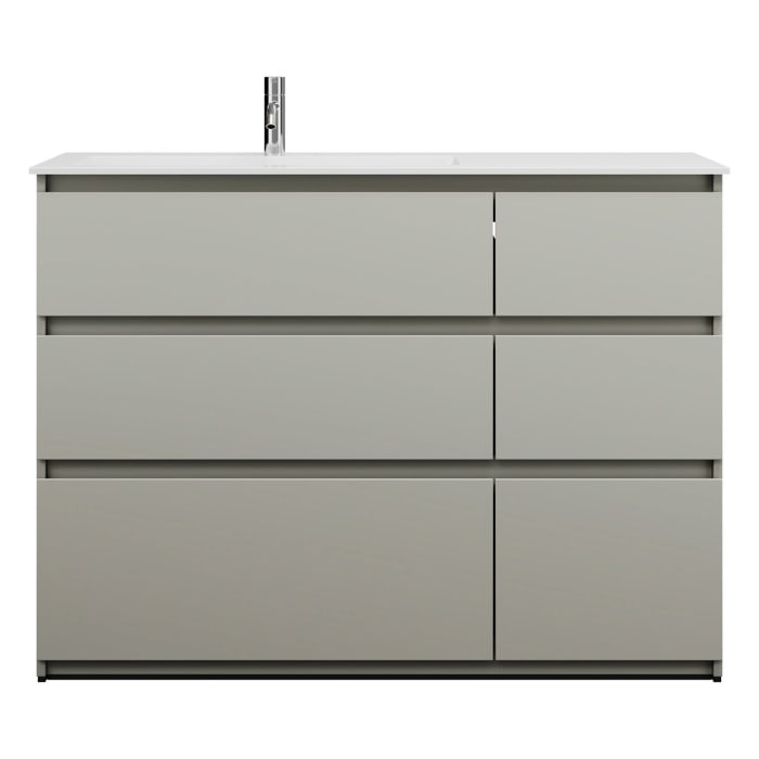 burgbad Lin20 Waschtischunterschrank mit Mineralguss-Waschtisch 122 cm, 6 Auszüge, links