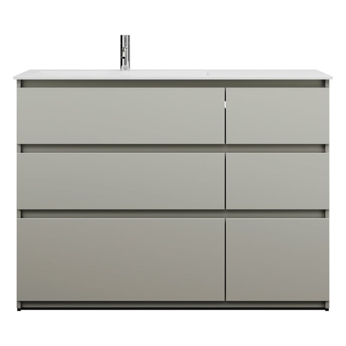 burgbad Lin20 Waschtischunterschrank mit Mineralguss-Waschtisch 122 cm, 6 Auszüge, links