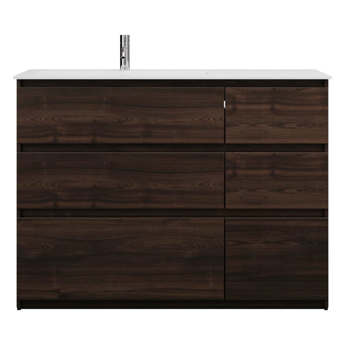 burgbad Lin20 Waschtischunterschrank mit Mineralguss-Waschtisch 122 cm, 6 Auszüge, links