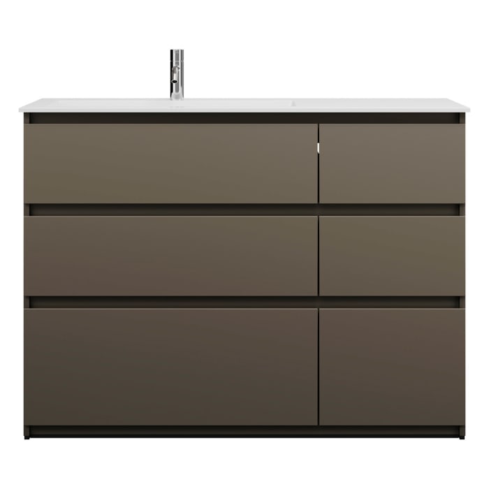 burgbad Lin20 Waschtischunterschrank mit Mineralguss-Waschtisch 122 cm, 6 Auszüge, links