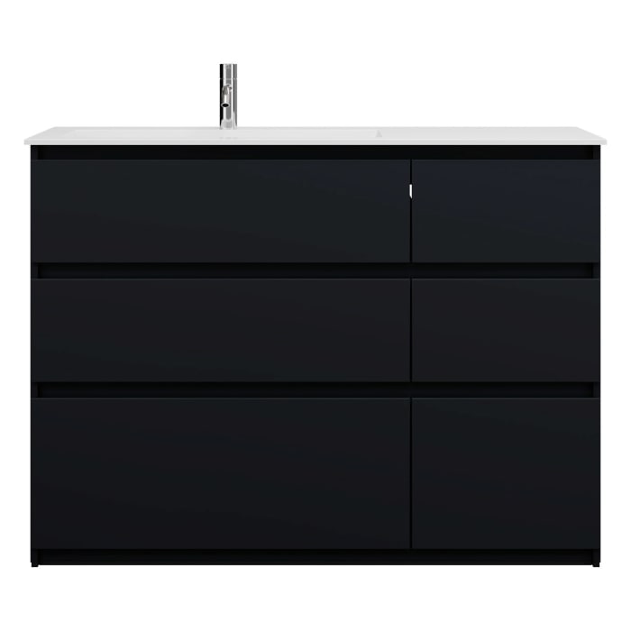 burgbad Lin20 Waschtischunterschrank mit Mineralguss-Waschtisch 122 cm, 6 Auszüge, links