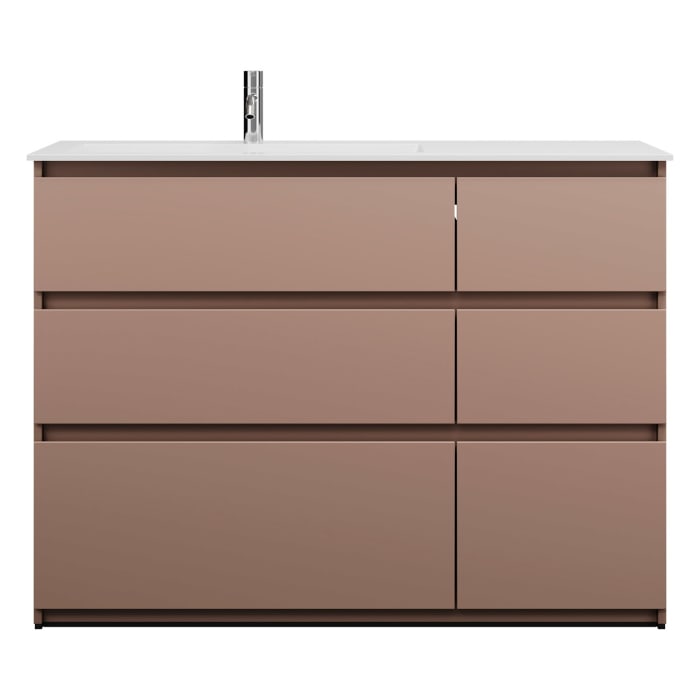 burgbad Lin20 Waschtischunterschrank mit Mineralguss-Waschtisch 122 cm, 6 Auszüge, links