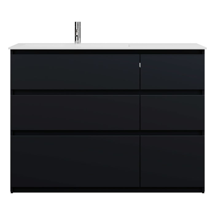 burgbad Lin20 Waschtischunterschrank mit Mineralguss-Waschtisch 122 cm, 6 Auszüge, links