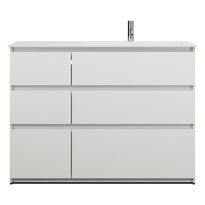 burgbad Lin20 Waschtischunterschrank mit Mineralguss-Waschtisch 122 cm, 6 Auszüge, rechts