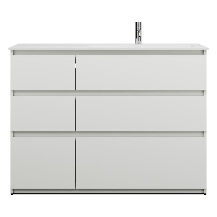 burgbad Lin20 Waschtischunterschrank mit Mineralguss-Waschtisch 122 cm, 6 Auszüge, rechts