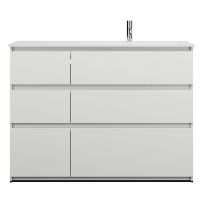 burgbad Lin20 Waschtischunterschrank mit Mineralguss-Waschtisch 122 cm, 6 Auszüge, rechts