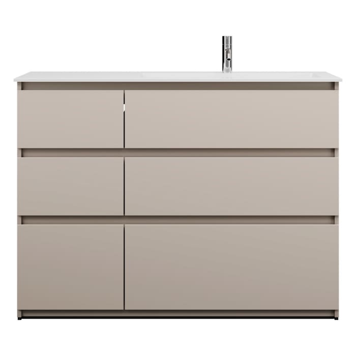 burgbad Lin20 Waschtischunterschrank mit Mineralguss-Waschtisch 122 cm, 6 Auszüge, rechts