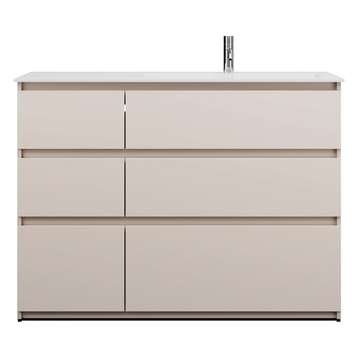 burgbad Lin20 Waschtischunterschrank mit Mineralguss-Waschtisch 122 cm, 6 Auszüge, rechts
