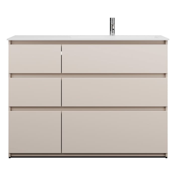 burgbad Lin20 Waschtischunterschrank mit Mineralguss-Waschtisch 122 cm, 6 Auszüge, rechts