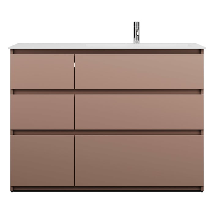 burgbad Lin20 Waschtischunterschrank mit Mineralguss-Waschtisch 122 cm, 6 Auszüge, rechts