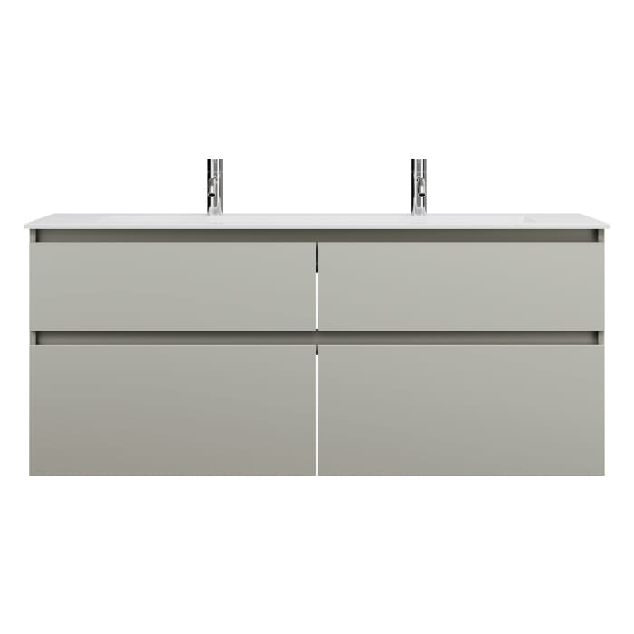 burgbad Lin20 Waschtischunterschrank mit Mineralguss-Waschtisch 142 cm, 4 Auszüge