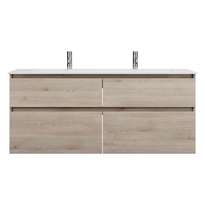burgbad Lin20 Waschtischunterschrank mit Mineralguss-Waschtisch 142 cm, 4 Auszüge