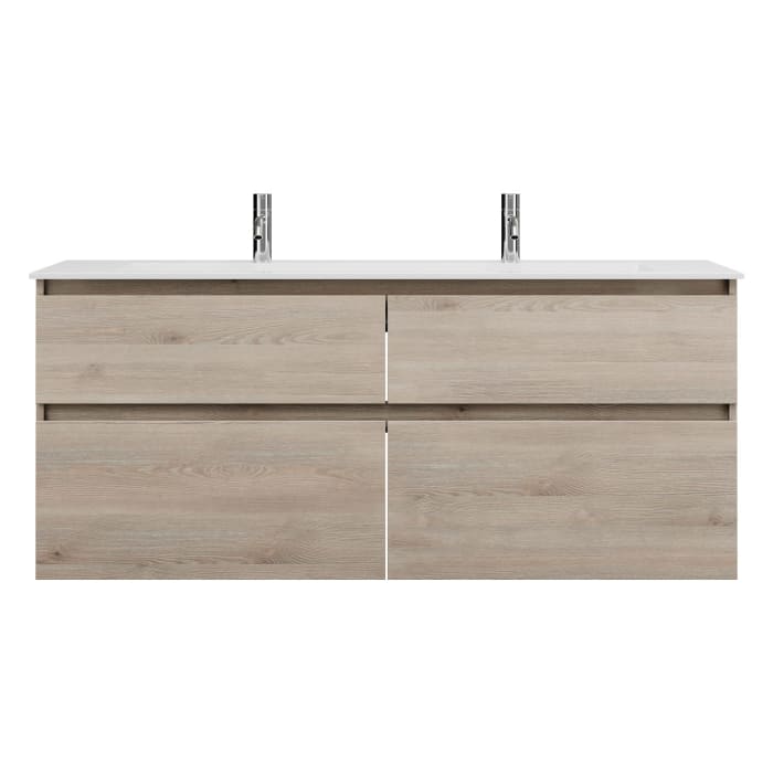 burgbad Lin20 Waschtischunterschrank mit Mineralguss-Waschtisch 142 cm, 4 Auszüge