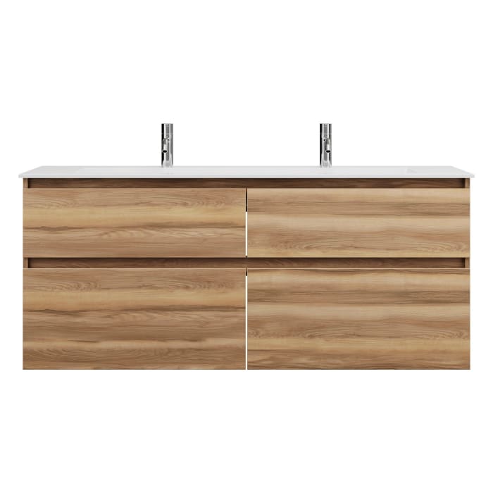 burgbad Lin20 Waschtischunterschrank mit Mineralguss-Waschtisch 142 cm, 4 Auszüge