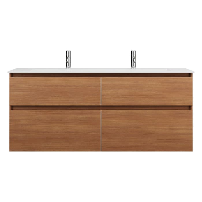 burgbad Lin20 Waschtischunterschrank mit Mineralguss-Waschtisch 142 cm, 4 Auszüge