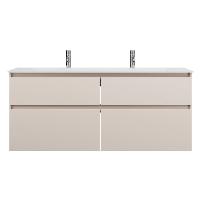 burgbad Lin20 Waschtischunterschrank mit Mineralguss-Waschtisch 142 cm, 4 Auszüge