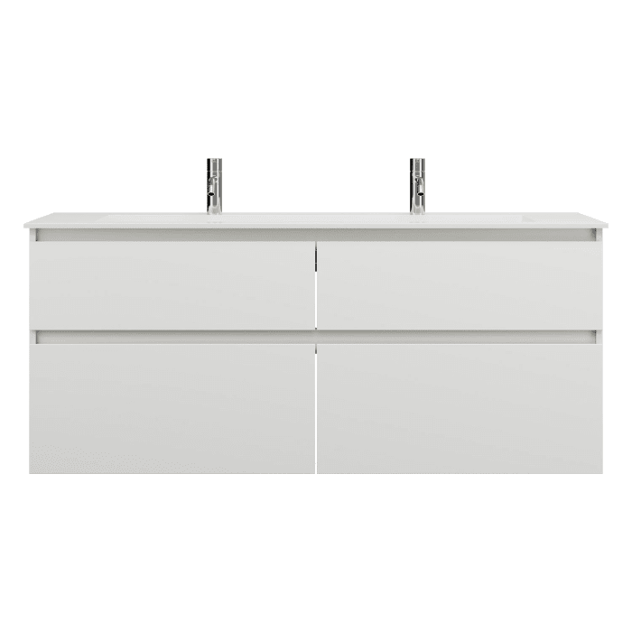 burgbad Lin20 Waschtischunterschrank mit Mineralguss-Waschtisch 142 cm, 4 Auszüge