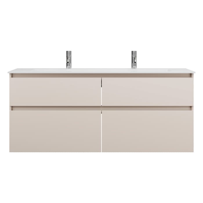 burgbad Lin20 Waschtischunterschrank mit Mineralguss-Waschtisch 142 cm, 4 Auszüge