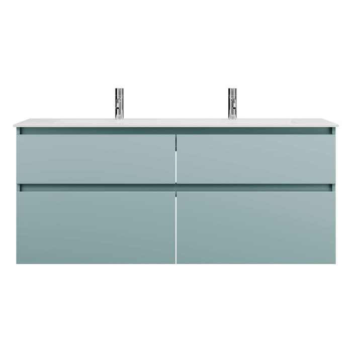 burgbad Lin20 Waschtischunterschrank mit Mineralguss-Waschtisch 142 cm, 4 Auszüge