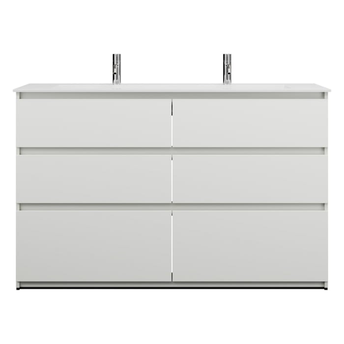 burgbad Lin20 Waschtischunterschrank mit Mineralguss-Waschtisch 142 cm, 6 Auszüge