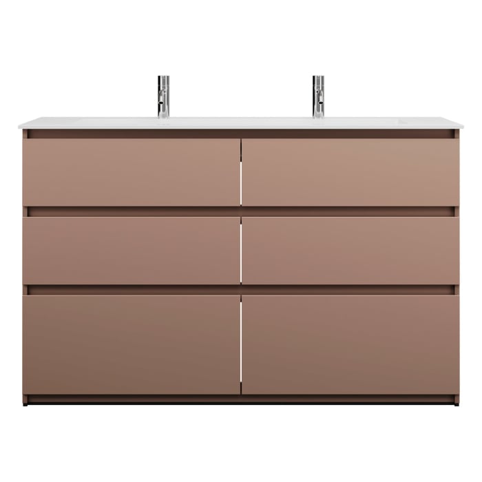 burgbad Lin20 Waschtischunterschrank mit Mineralguss-Waschtisch 142 cm, 6 Auszüge