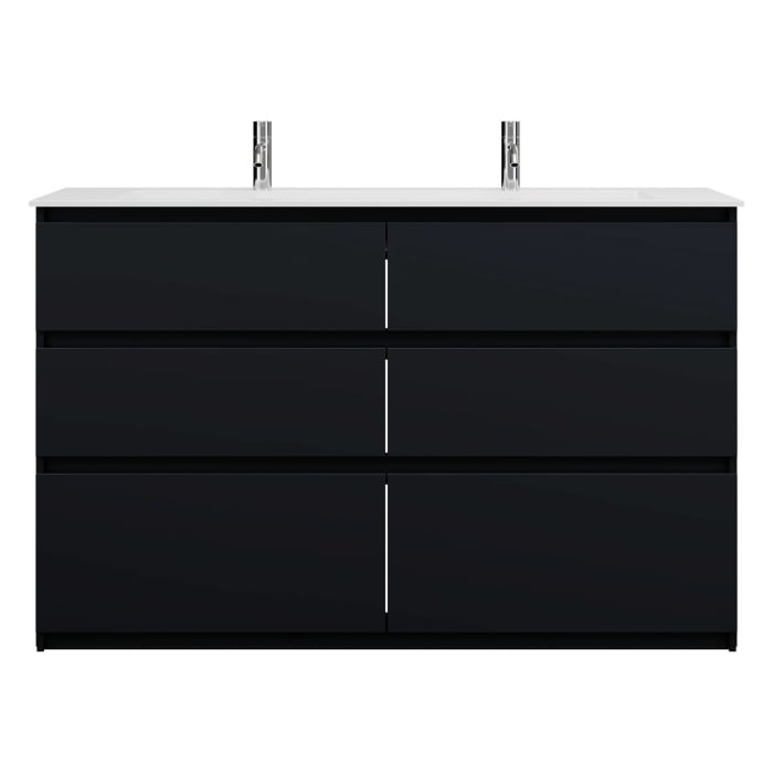 burgbad Lin20 Waschtischunterschrank mit Mineralguss-Waschtisch 142 cm, 6 Auszüge