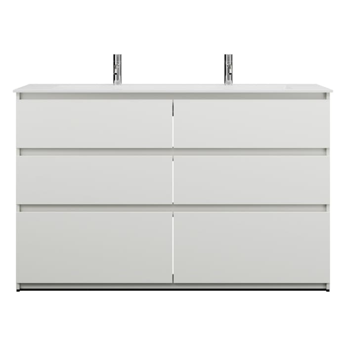 burgbad Lin20 Waschtischunterschrank mit Mineralguss-Waschtisch 142 cm, 6 Auszüge