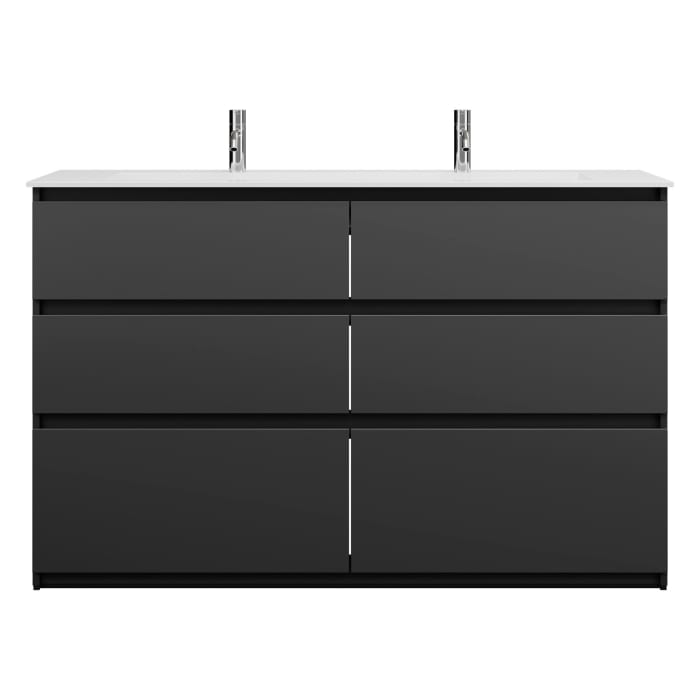 burgbad Lin20 Waschtischunterschrank mit Mineralguss-Waschtisch 142 cm, 6 Auszüge