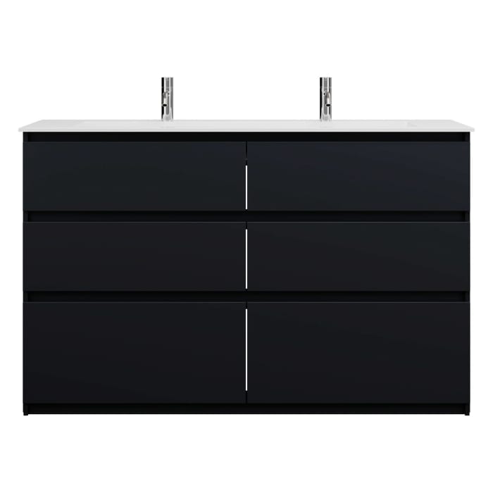 burgbad Lin20 Waschtischunterschrank mit Mineralguss-Waschtisch 142 cm, 6 Auszüge