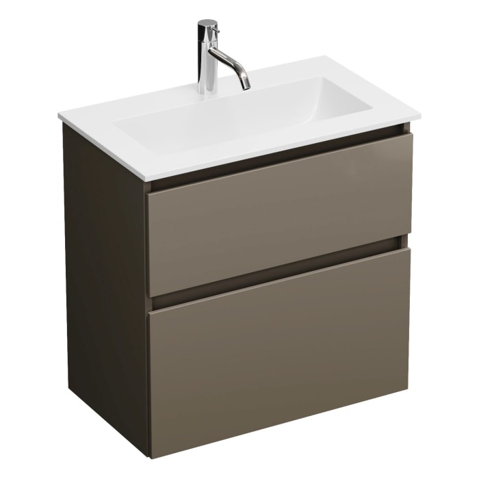 burgbad Lin20 Waschtischunterschrank mit Mineralguss-Waschtisch 62 cm, 2 Auszüge