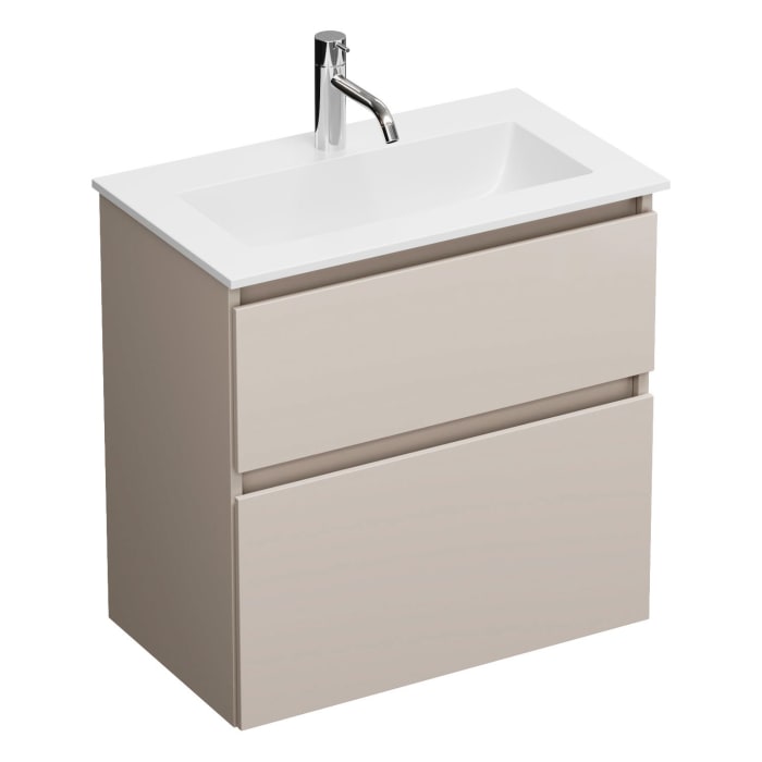 burgbad Lin20 Waschtischunterschrank mit Mineralguss-Waschtisch 62 cm, 2 Auszüge