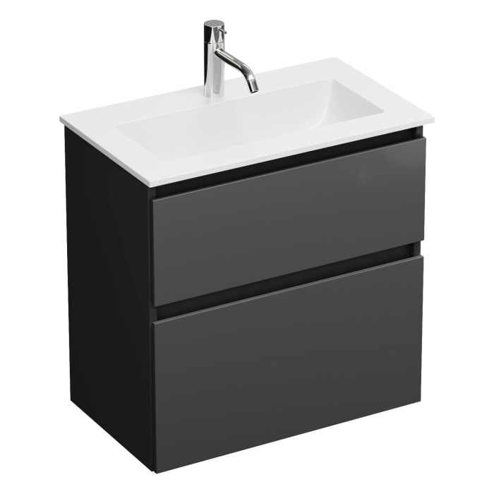 burgbad Lin20 Waschtischunterschrank mit Mineralguss-Waschtisch 62 cm, 2 Auszüge