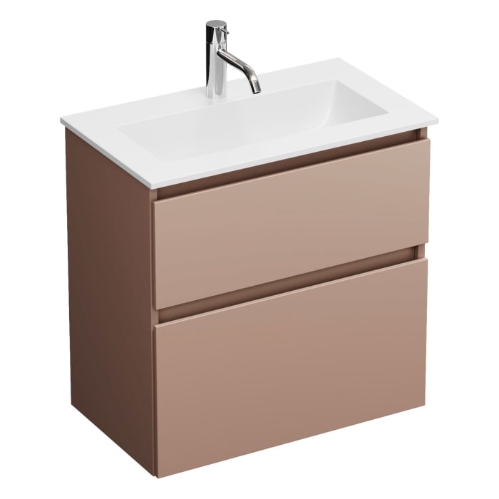 burgbad Lin20 Waschtischunterschrank mit Mineralguss-Waschtisch 62 cm, 2 Auszüge