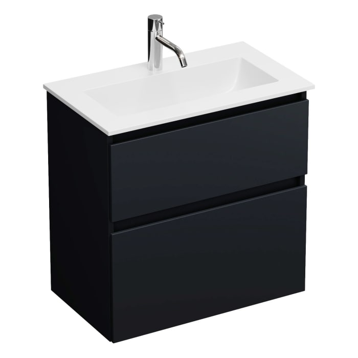 burgbad Lin20 Waschtischunterschrank mit Mineralguss-Waschtisch 62 cm, 2 Auszüge