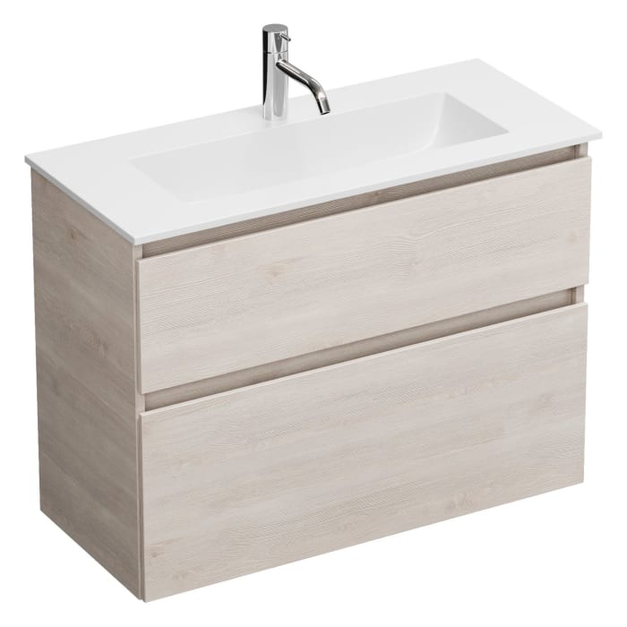 burgbad Lin20 Waschtischunterschrank mit Mineralguss-Waschtisch 82 cm, 2 Auszüge