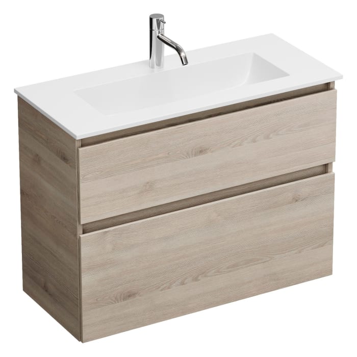 burgbad Lin20 Waschtischunterschrank mit Mineralguss-Waschtisch 82 cm, 2 Auszüge